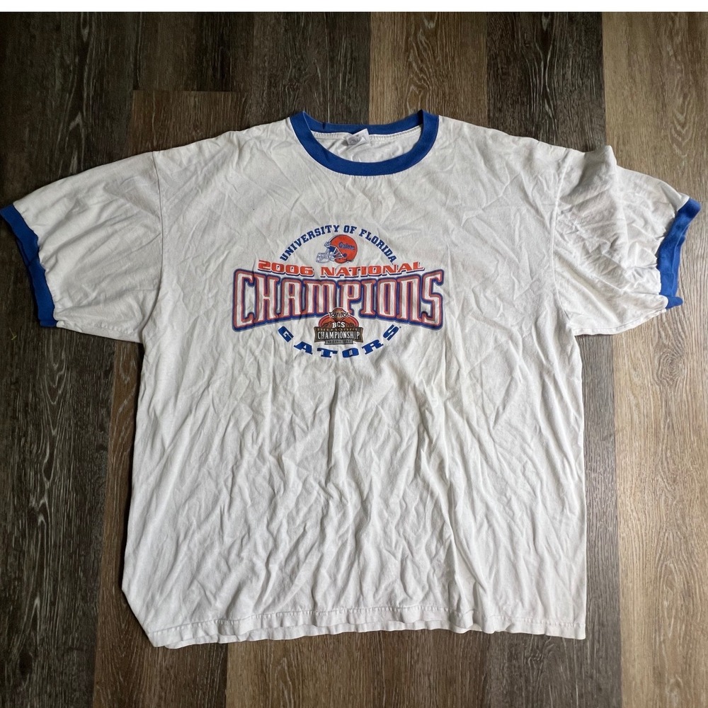 Anvil T-Shirt Mens 2X White Florida Gators 2006 National Champions Ringer Tee